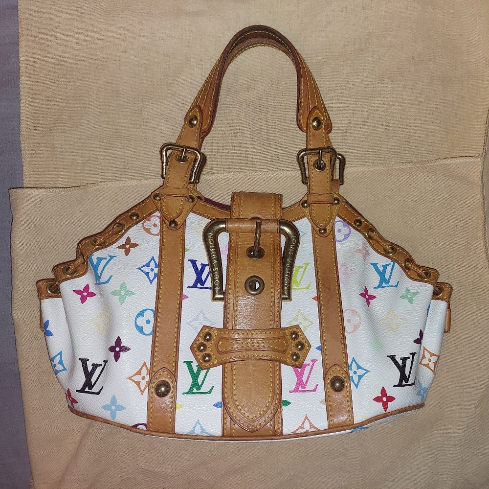 Louis vuitton white multicolor theda bag